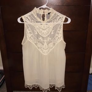 White, sheer, lace blouse